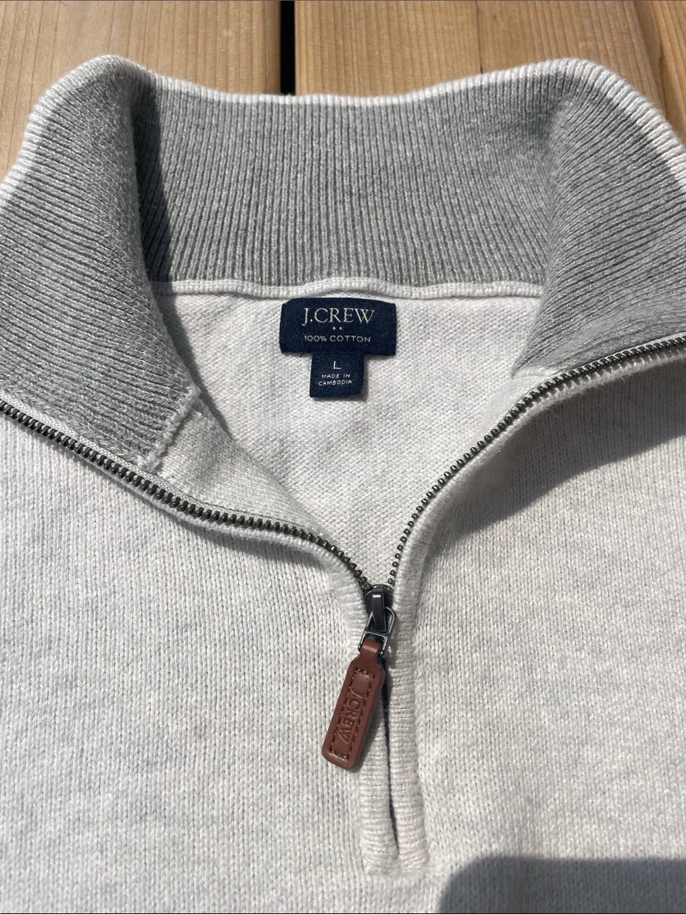 J. Crew Men's Light Gray 1/4 Zip  Mock Collar Sweater